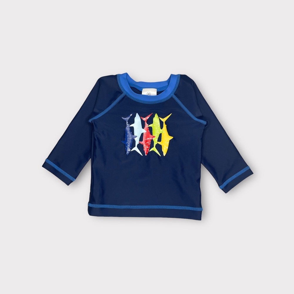 Hanna Andersson Colorful Shark Blue Rash Guard - Picture 2 of 4